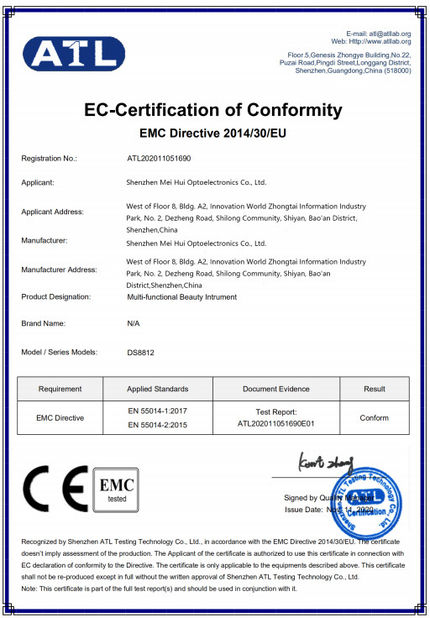 Κίνα Shenzhen Mei Hui Optoelectronics Co., Ltd Πιστοποιήσεις